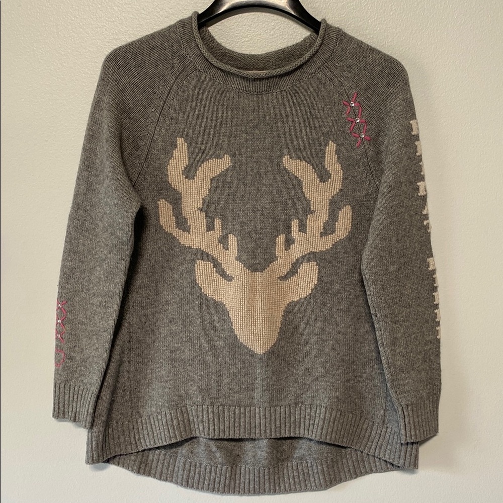Zaubermasche Gray Deer Motif Sweater Size S